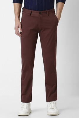 PETER ENGLAND Slim Fit Men Maroon Trousers