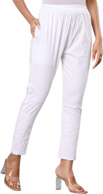 Maraasim Slim Fit Women White Trousers