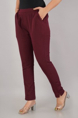 GEETARTS Regular Fit Women Maroon Trousers