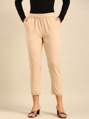 De Moza Regular Fit Women Beige Trousers