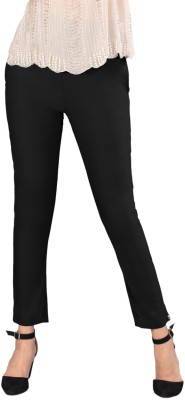 INDIAN FLOWER Skinny Fit Women Black Trousers