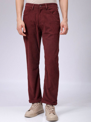 The Indian Garage Co. Straight Fit Men Maroon Trousers