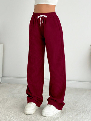 Rajovati Comfort Fit Women Maroon Trousers