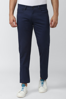PETER ENGLAND Slim Fit Men Dark Blue Trousers