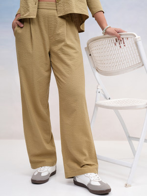 Tokyo Talkies Regular Fit Women Khaki Trousers