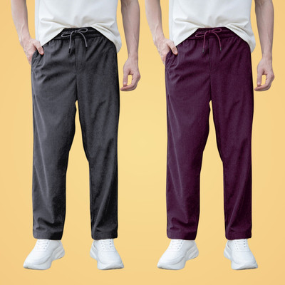 GIBBONTE Solid Men Grey, Multicolor Track Pants
