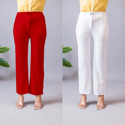 INDIANRANG Regular Fit Women Red, White Trousers