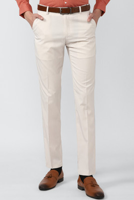 PETER ENGLAND Slim Fit Men Cream Trousers
