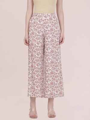 GO COLORS Relaxed Women White, Pink Trousers