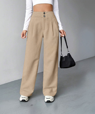 Rajovati Loose Fit Women Cream Trousers