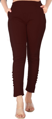 DKD Slim Fit Women Brown Trousers