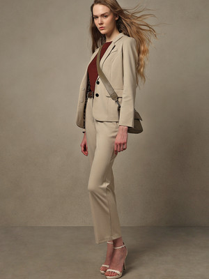 VERO MODA Straight Fit Women Beige Trousers