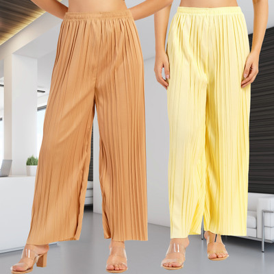 KWSH Regular Fit Women Purple, Cream Trousers