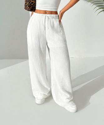 Rajovati Loose Fit Women White Trousers