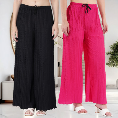 KWSH Regular Fit Women Black, Pink Trousers