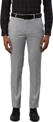 PARK AVENUE Slim Fit Men Grey Trousers