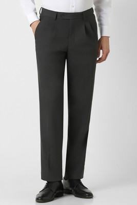 VAN HEUSEN Regular Fit Men Black Trousers