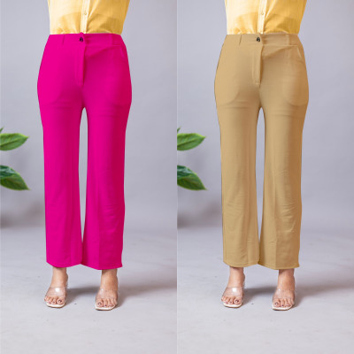 INDIANRANG Regular Fit Women Pink, Beige Trousers