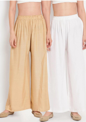 Uniqvibs Flared Women White, Cream Trousers