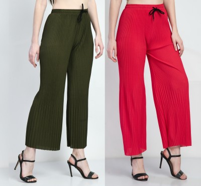 GLADLY Regular Fit Women Dark Green, Pink Trousers