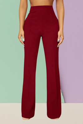 SKD TRENDZ Comfort Fit, Regular Fit Women Maroon Trousers