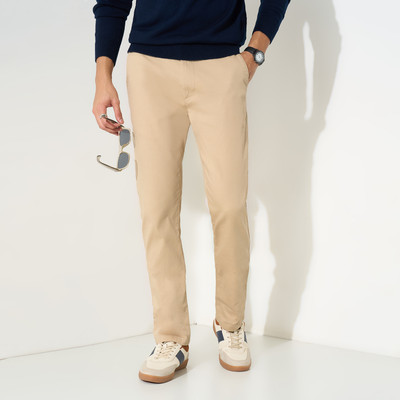 Peregrine by Pantaloons Slim Fit Men Beige Trousers