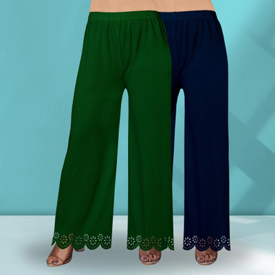 EcoUndies Straight Fit Women Green, Blue Trousers