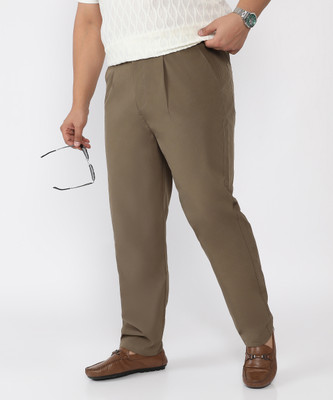 Instafab Plus Regular Fit Men Brown Trousers