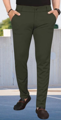 CIVIRASTTYLE Slim Fit Men Green Trousers