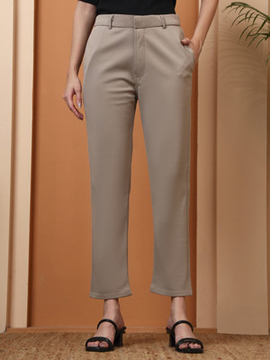 fithub Tapered Women Beige Trousers