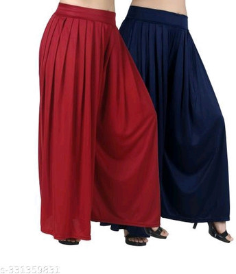 Lasafiya Regular Fit Women Maroon, Dark Blue Trousers