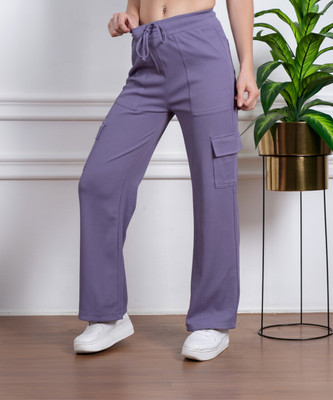 Pop Stitch Regular Fit Women Purple Trousers