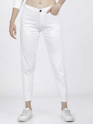 Tokyo Talkies Slim Fit Women White Trousers