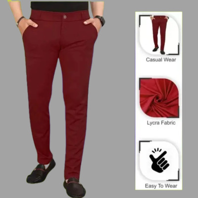 VIJETAGARMENTS Comfort Fit Men Maroon Trousers
