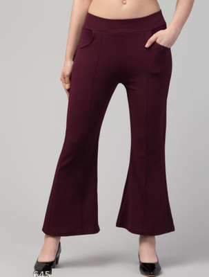 City Fashion Regular Fit Women Maroon Trousers