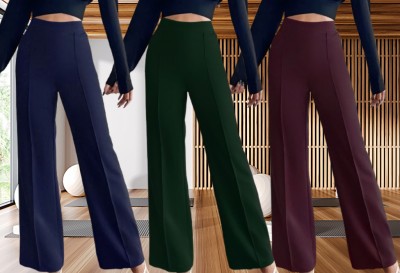 Parona Regular Fit Women Dark Blue, Green, Purple Trousers