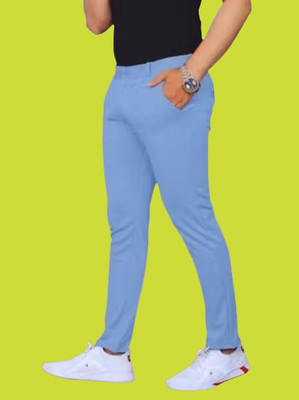 NAJMAFASHION Slim Fit Men Light Blue Trousers