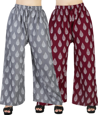 AREEBA COLLECTION Flared Women Grey, Maroon Trousers
