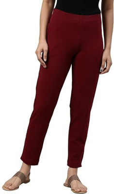 MOKSH Regular Fit Women Maroon Trousers