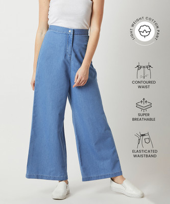 Miss Chase Light Weight Denim Relaxed Women Blue Trousers