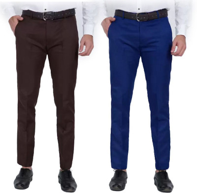 AS FASHION Regular Fit Men Blue, Brown Trousers