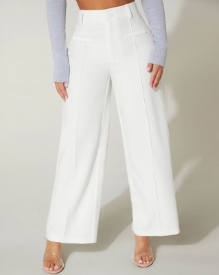 Fashion2wear Relaxed Women White Trousers