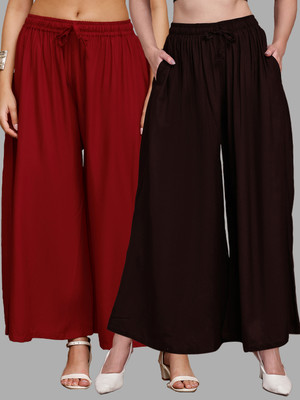 VALLES365 by S.c. Flared Women Brown, Maroon Trousers