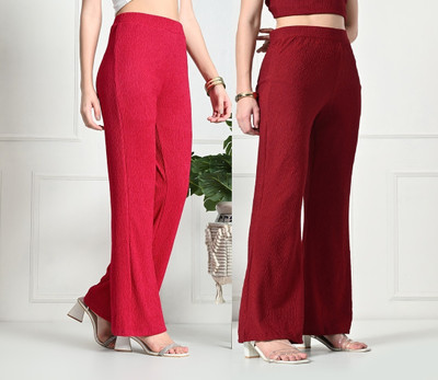 GLADLY Regular Fit Women Pink, Maroon Trousers