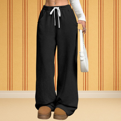 Looksky Relaxed Women Black Trousers