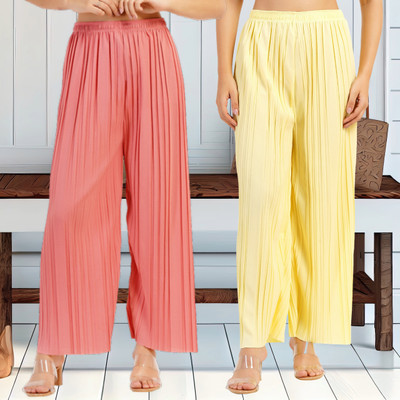 KWSH Regular Fit Women Pink, Yellow Trousers