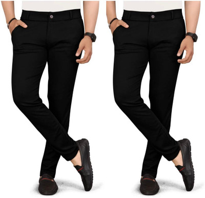 KENDORE Regular Fit Men Black, Black Trousers