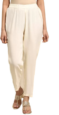 TNQ Regular Fit Women Cream Trousers