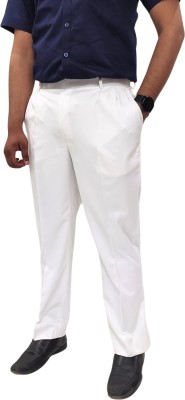 Clavelite Regular Fit Men White Trousers