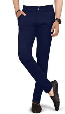 Kktrends Slim Fit Men Blue Trousers